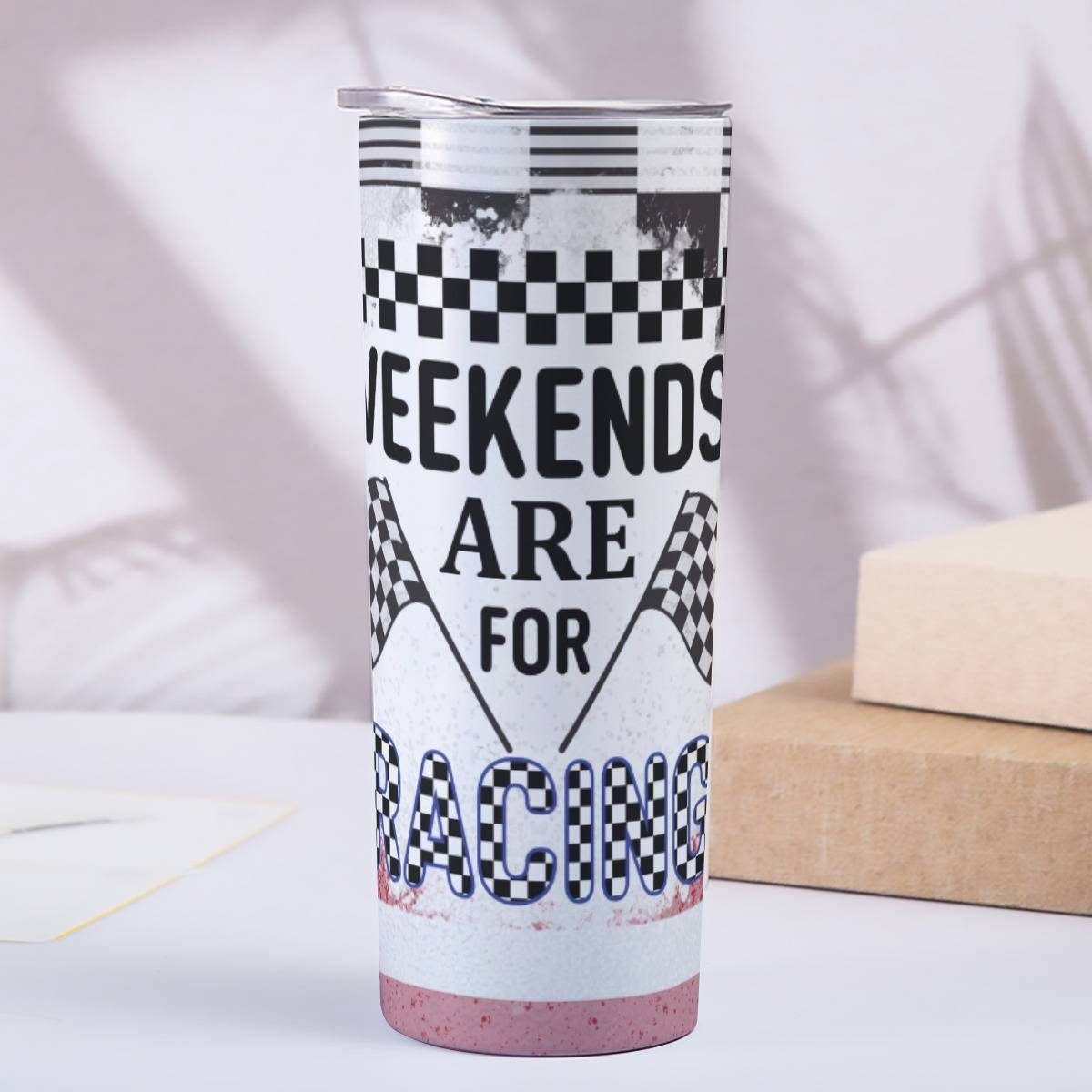 Weekends Are For Racing 20oz Tall Skinny Tumbler with Lid and Straw