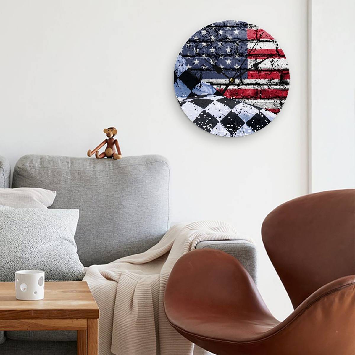 American Flag Wooden Wall Clock