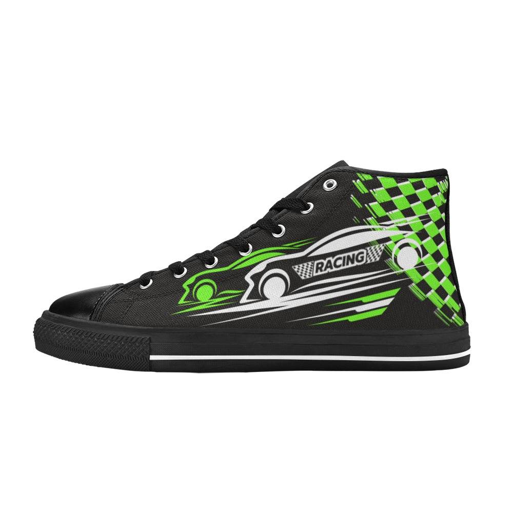 Green Checkered Aquila High Top Canvas Shoes