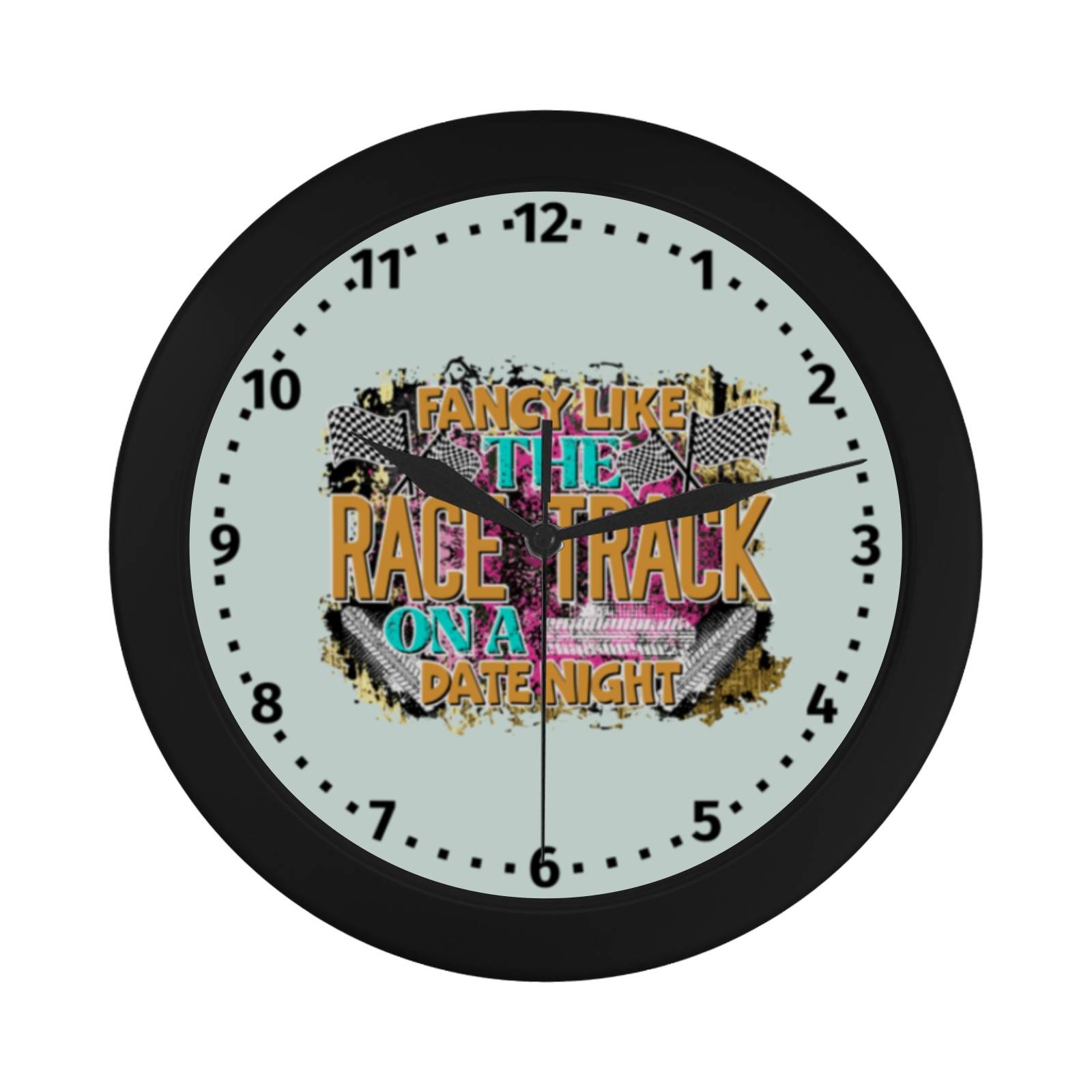 Fancy Like The Race Track Black Plastic Wall Clock