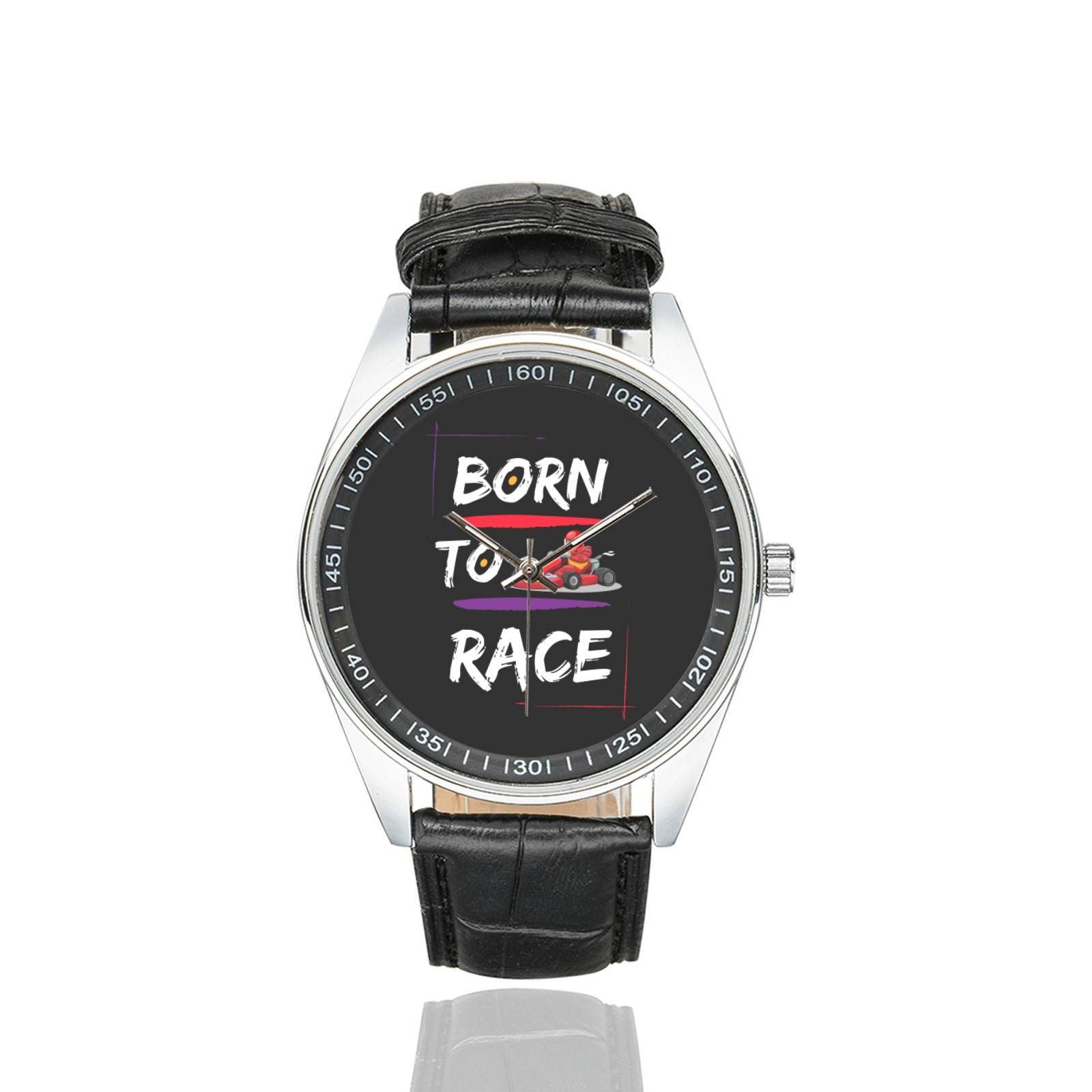 Born To Race Casual  Leather Strap Watch