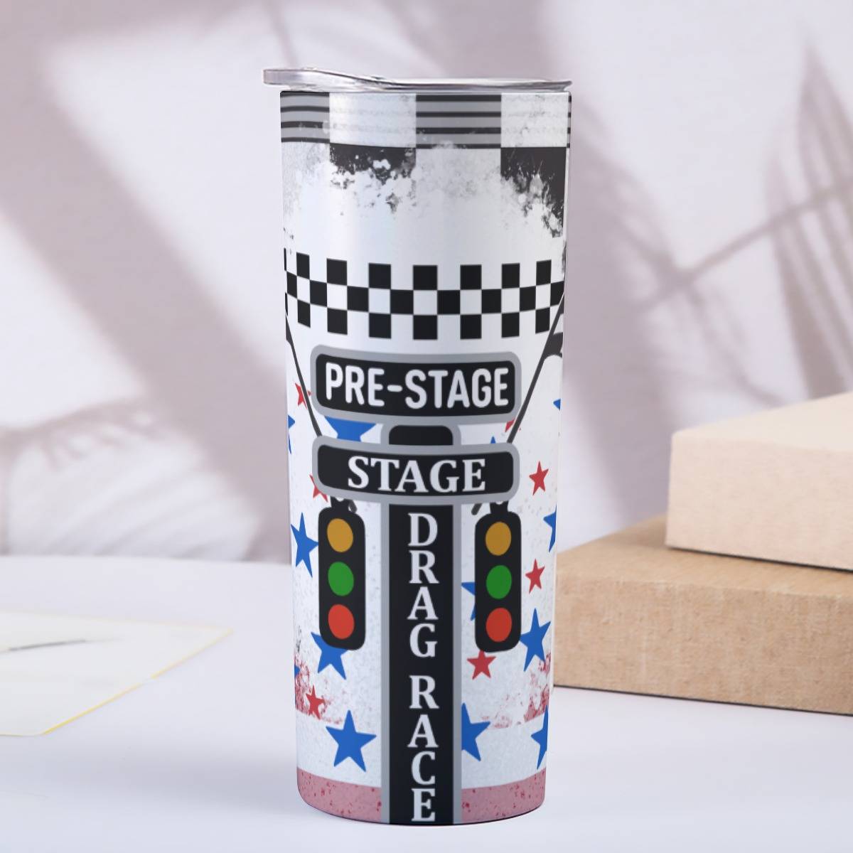 Drag Racing 20oz Tall Skinny Tumbler with Lid and Straw