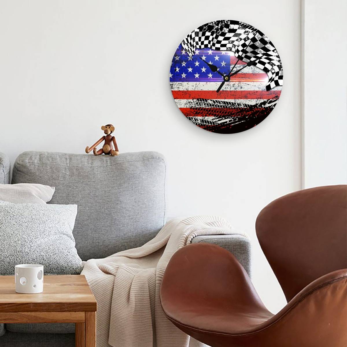 American Flag Wooden Wall Clock V2