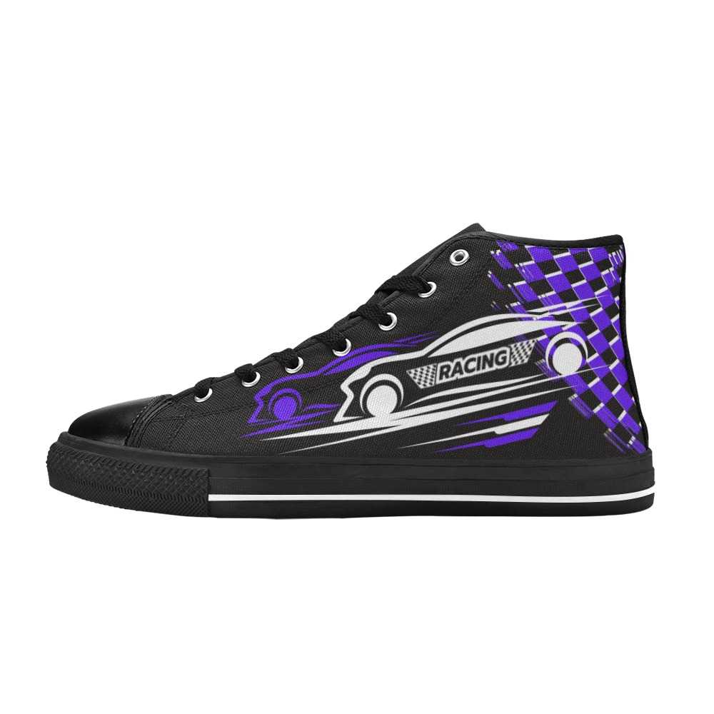 Purple Checkered Aquila High Top Canvas Shoes