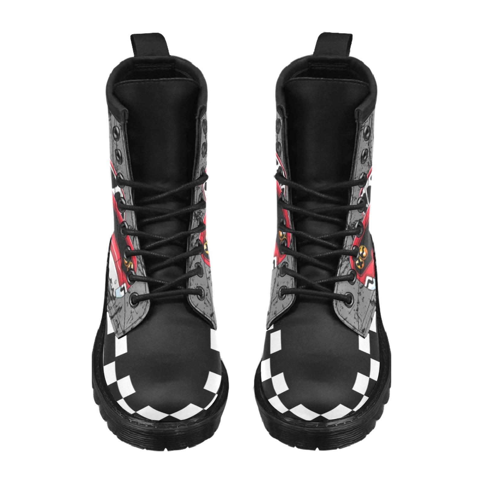 Racing PU Leather Boots – Checkered Sides
