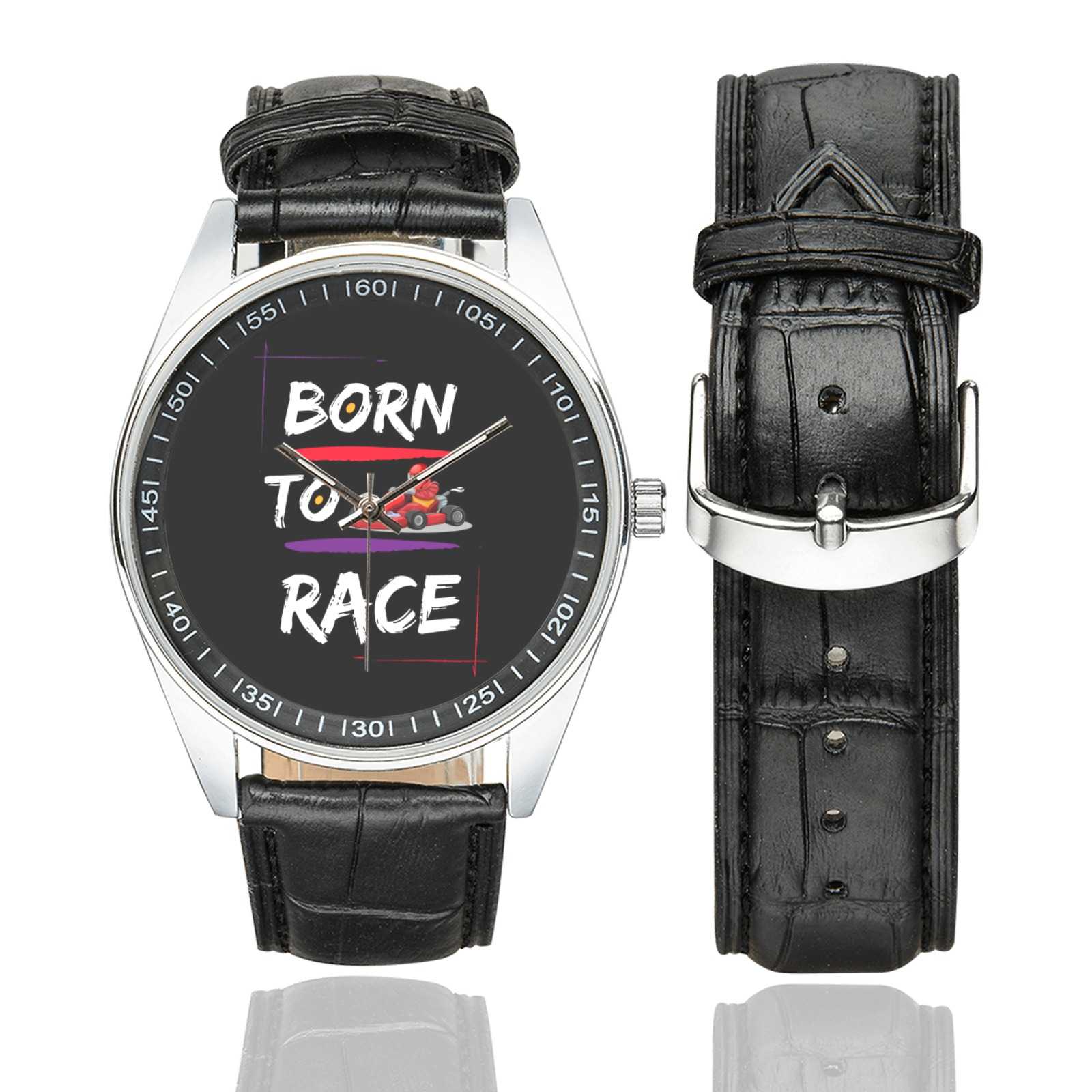 Born To Race Casual  Leather Strap Watch