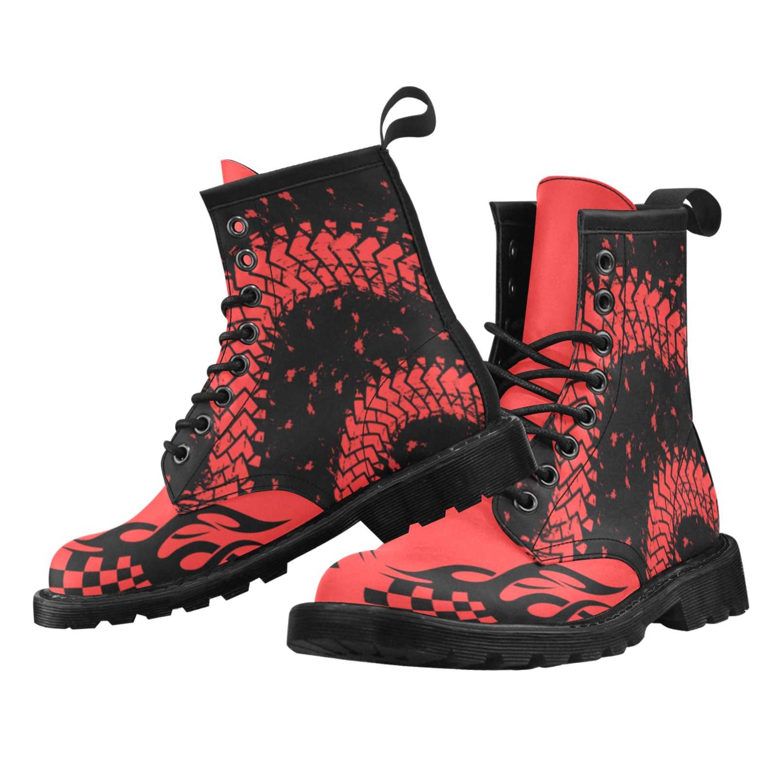 Racing PU Leather Boots – Red