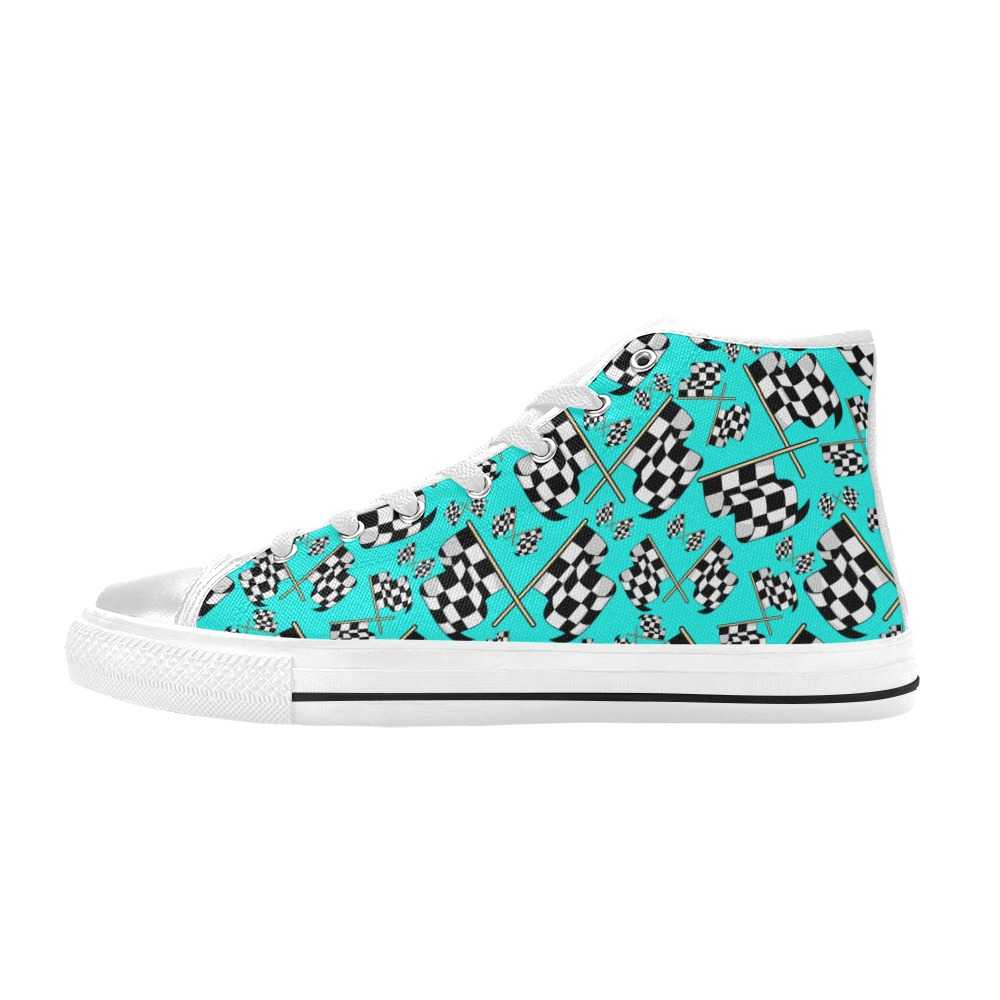 Checkered Flag Pattern Aquila High Top Canvas Shoes