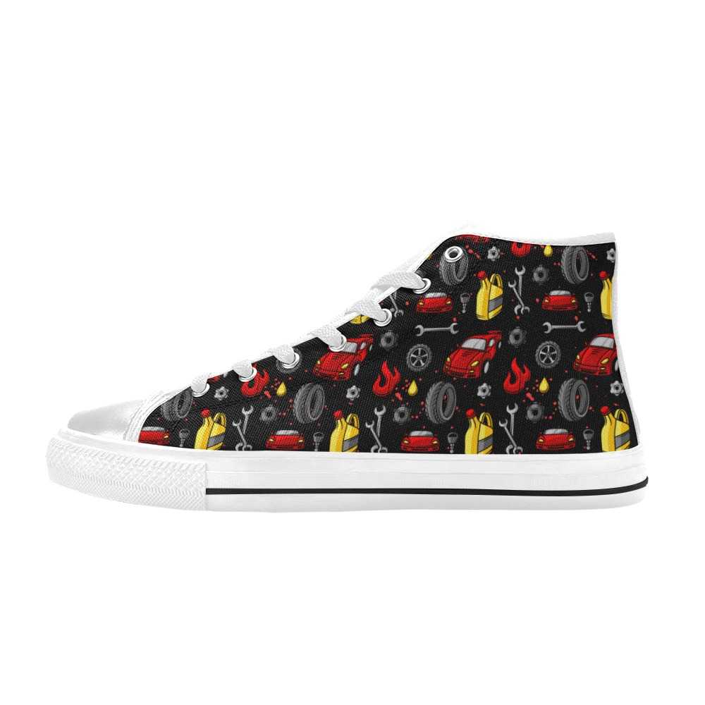 Car Parts Pattern Aquila High Top Canvas Shoes