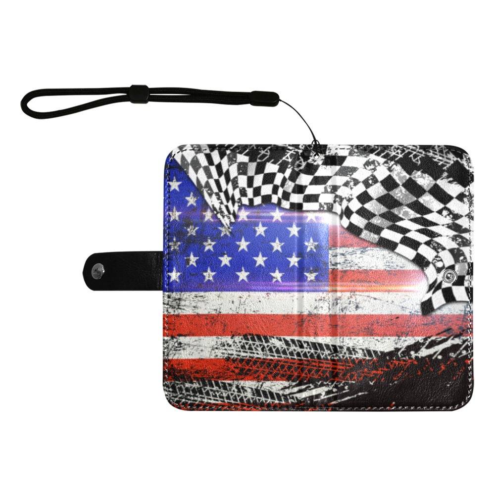 American Flag V1 Flip Leather Purse for Mobile Phone