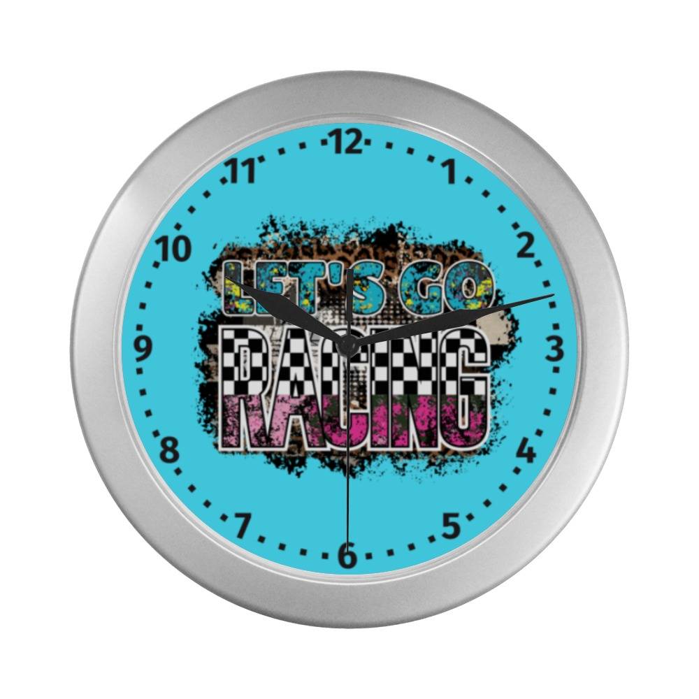 Let’s Go Racing Silver Plastic Wall Clock