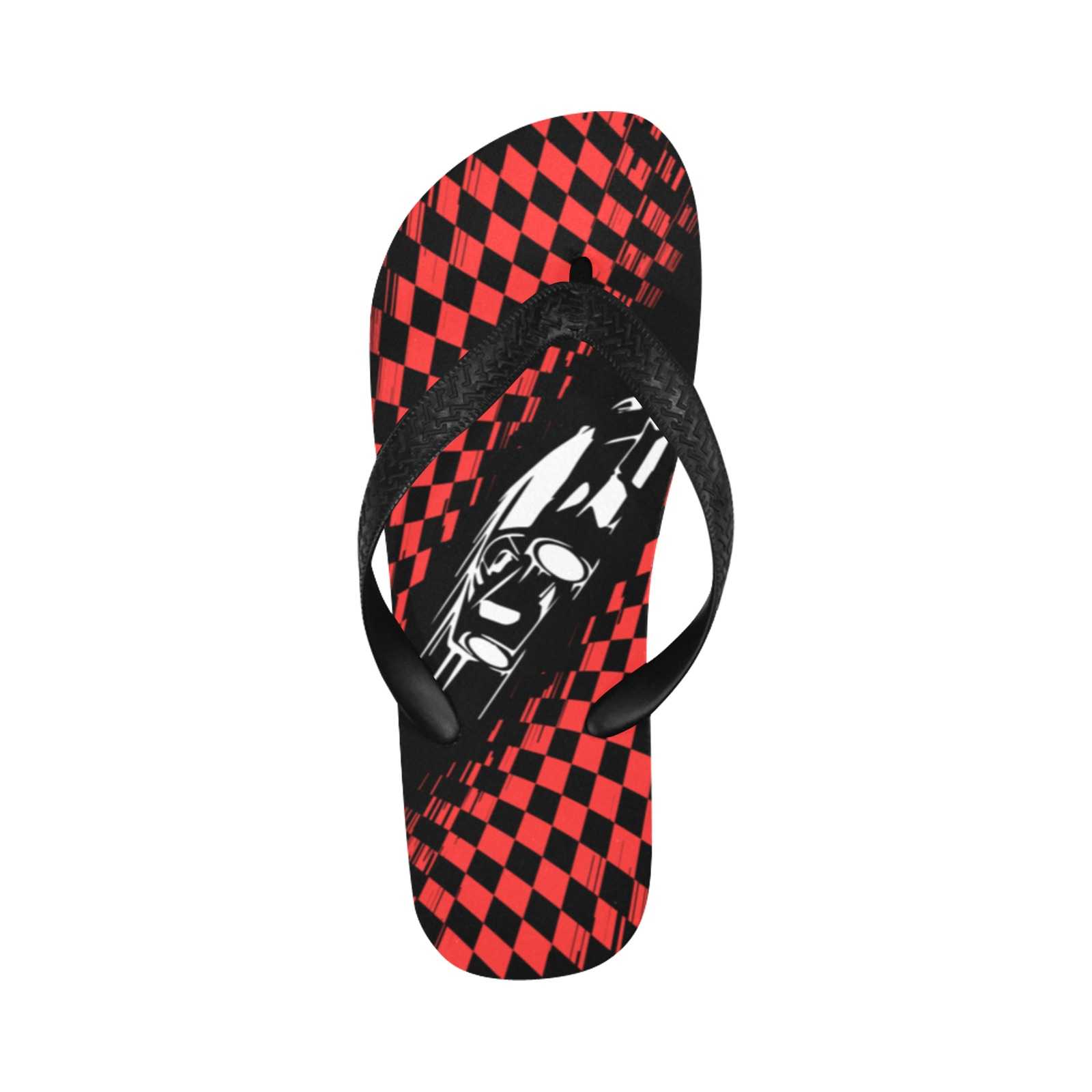 Checkered Red Racing Car Flip Flops