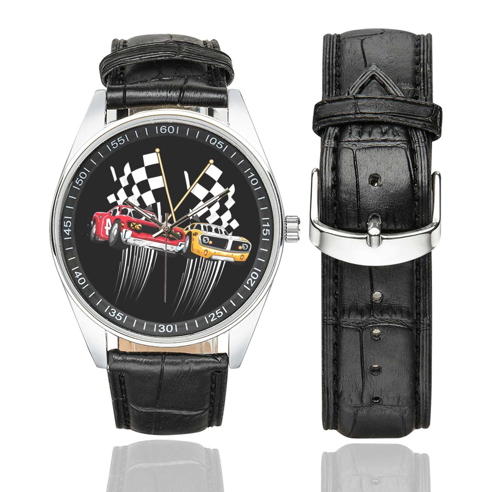 Racing Cars Casual  Leather Strap Watch