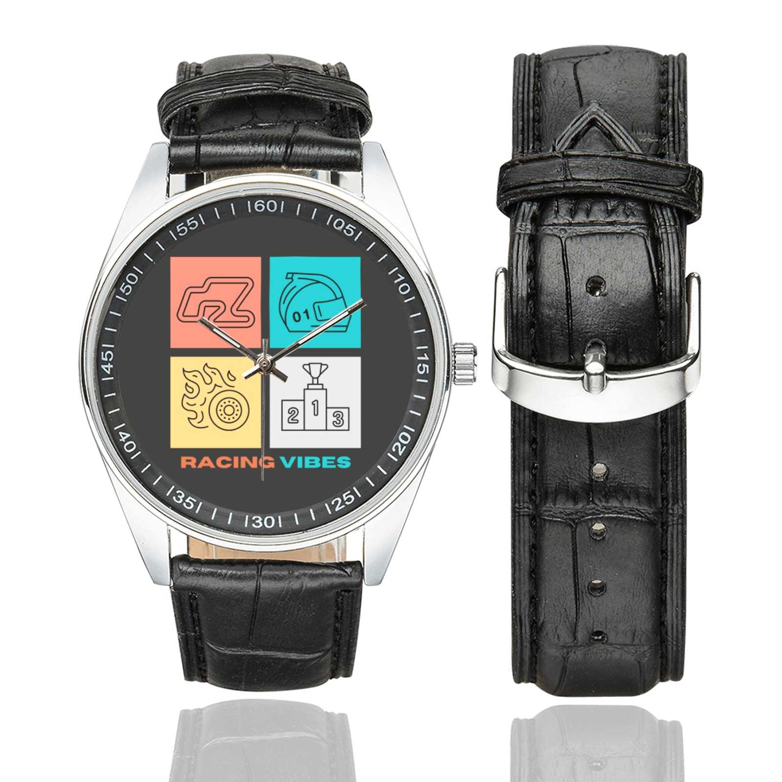 Racing Vibes Casual  Leather Strap Watch