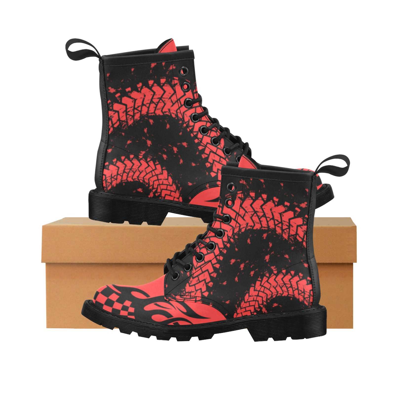 Racing PU Leather Boots – Red