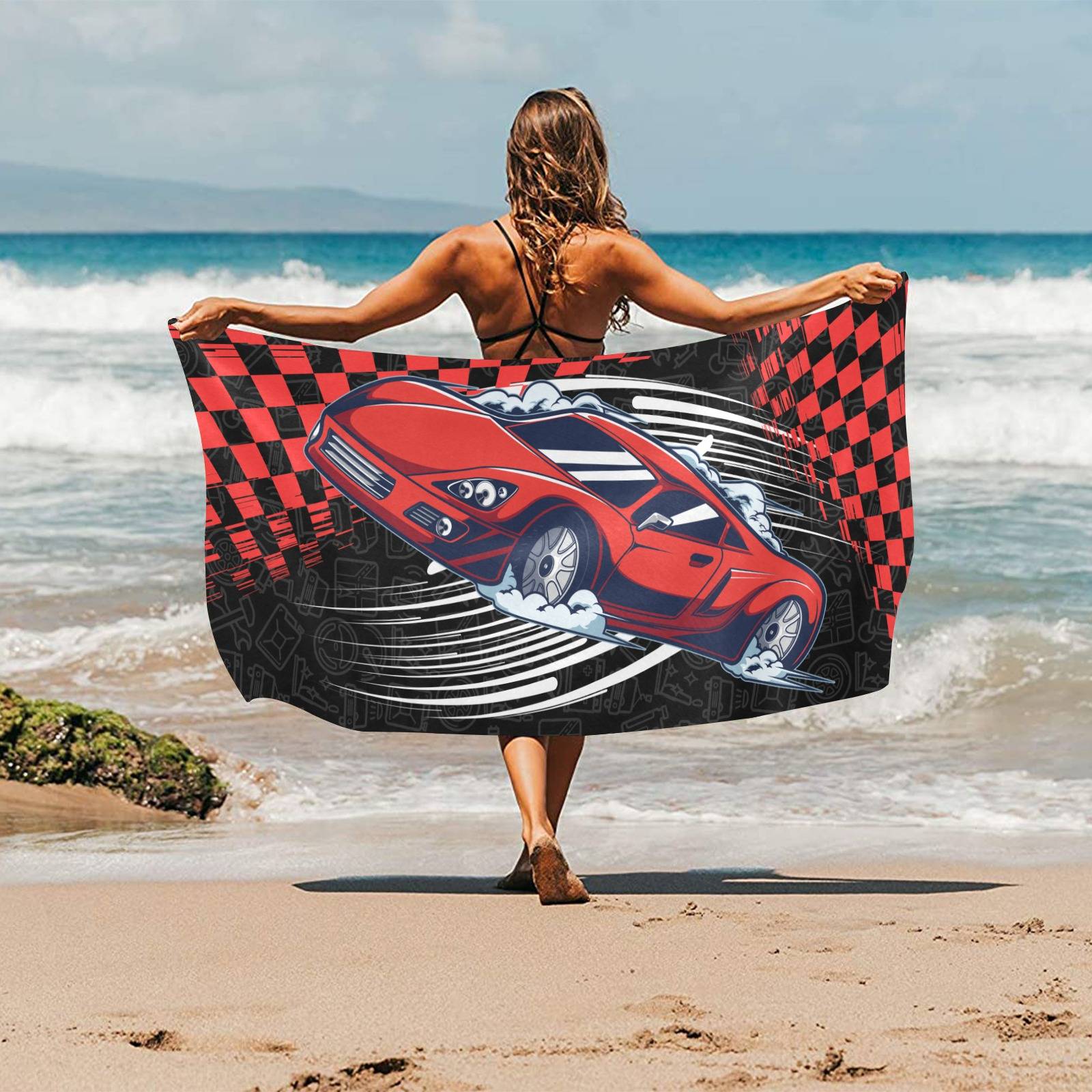 Racing Car Beach Towel