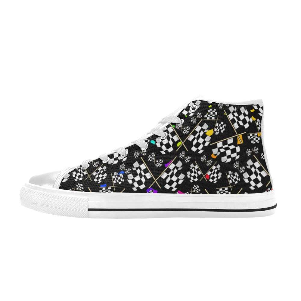 Checkered Flag Pattern Aquila High Top Canvas Shoes