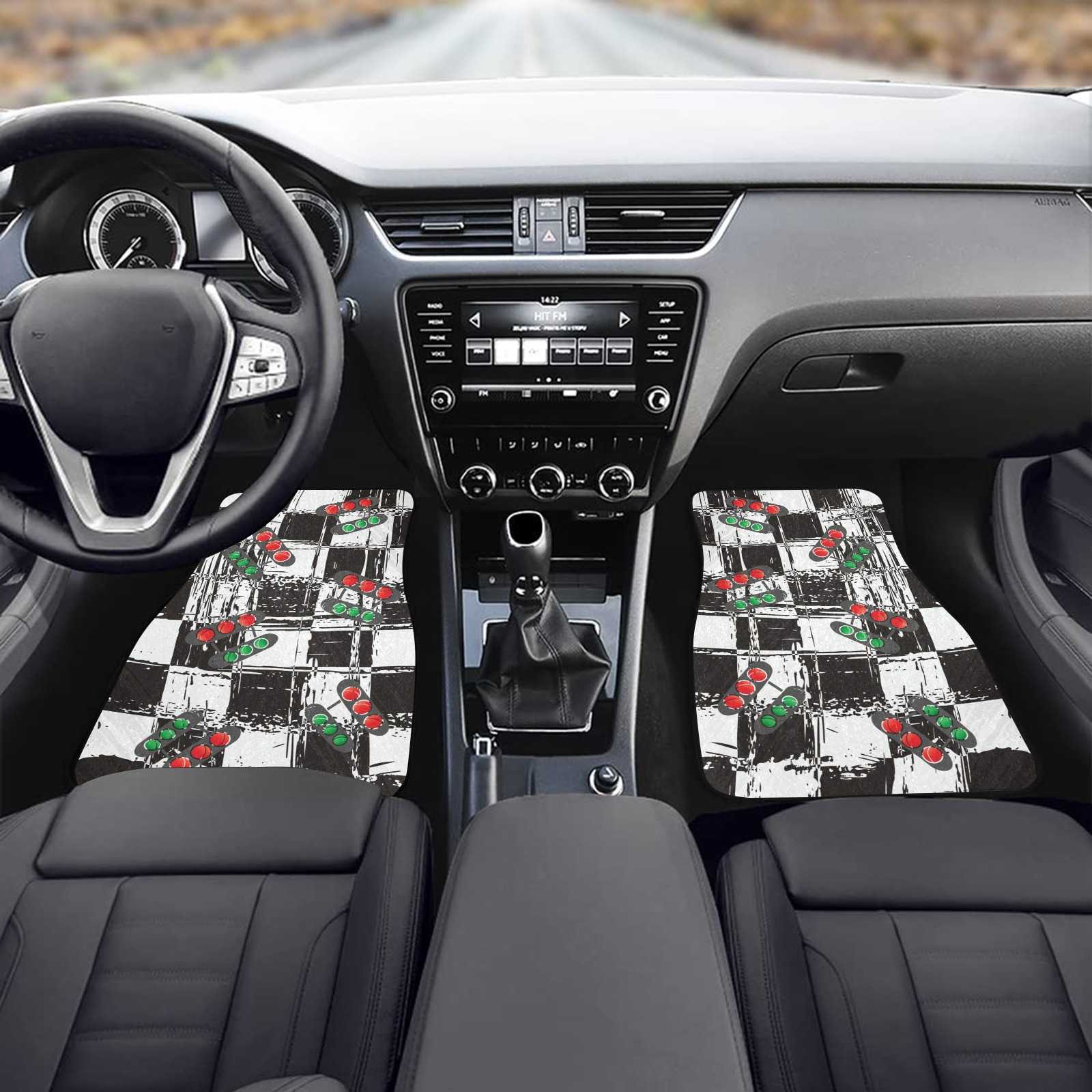 Checkered and Lights Front Car Floor Mat