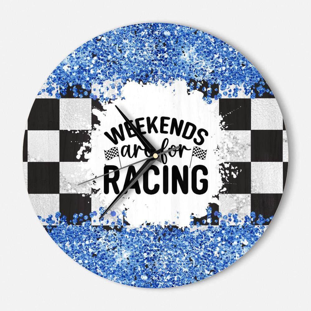 Weekends Are For Racing Wooden Wall Clock